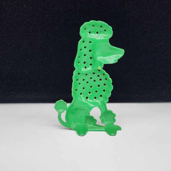 Vintage Metal Poodle Earring Holder Green and Yellow by Libby VTG MCM - Picture 3 of 6